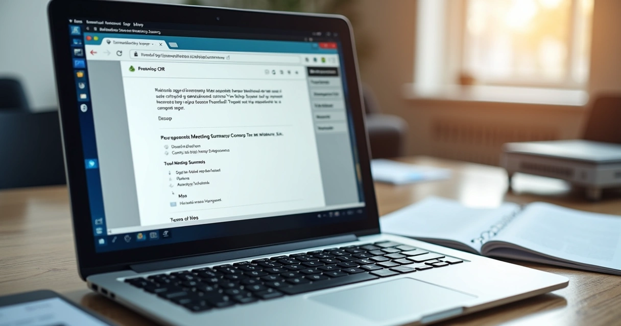 Resumo automático e e-mail de follow-up prontos em computador 