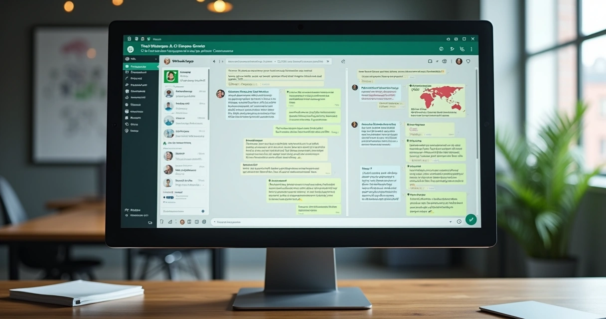 Resumo automático de grupo do WhatsApp apresentado em tela de computador 