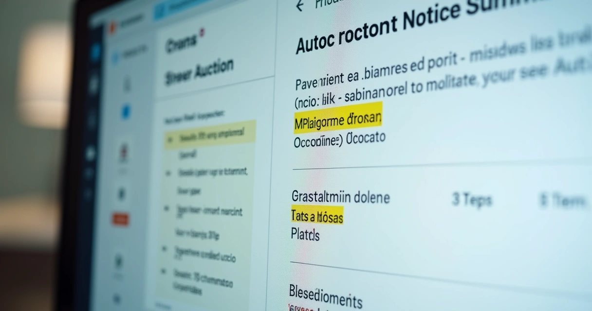 Resumo automatizado de edital de leilão exibido em tela 