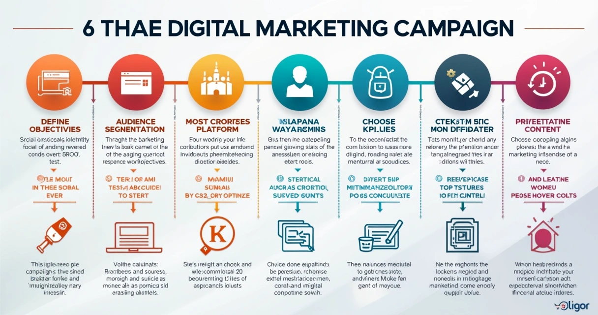 Resumo visual das etapas de uma campanha digital 