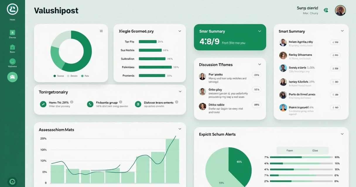 Resumo inteligente gerado por IA com gráficos de sentimento, listas de temas populares e alertas de churn no WhatsApp 