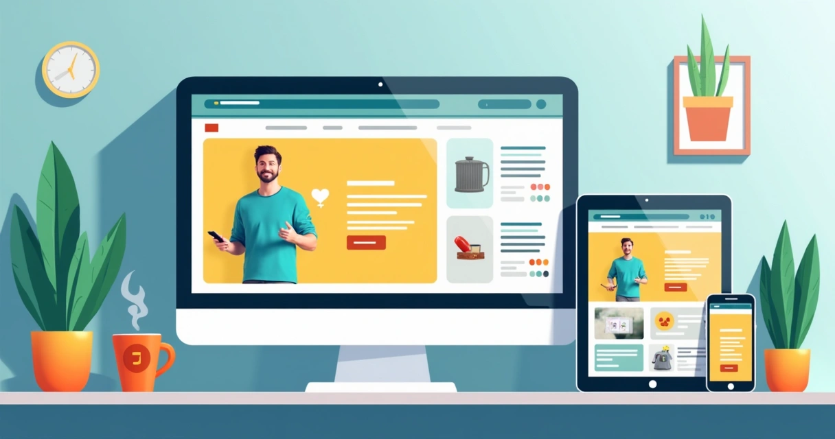 Exemplo visual de anúncios de retargeting sendo exibidos em diferentes dispositivos 
