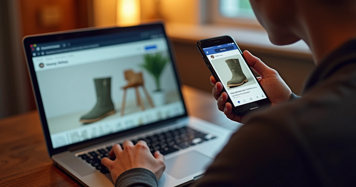 Exemplo visual de retargeting no Facebook, anúncio reaparecendo para usuário que visitou loja online 