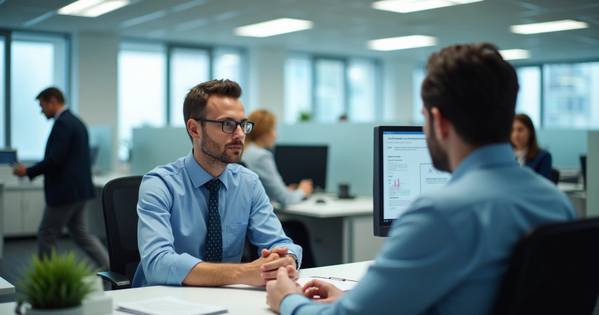 Trabalhador de telemarketing em sala de retorno ao trabalho 