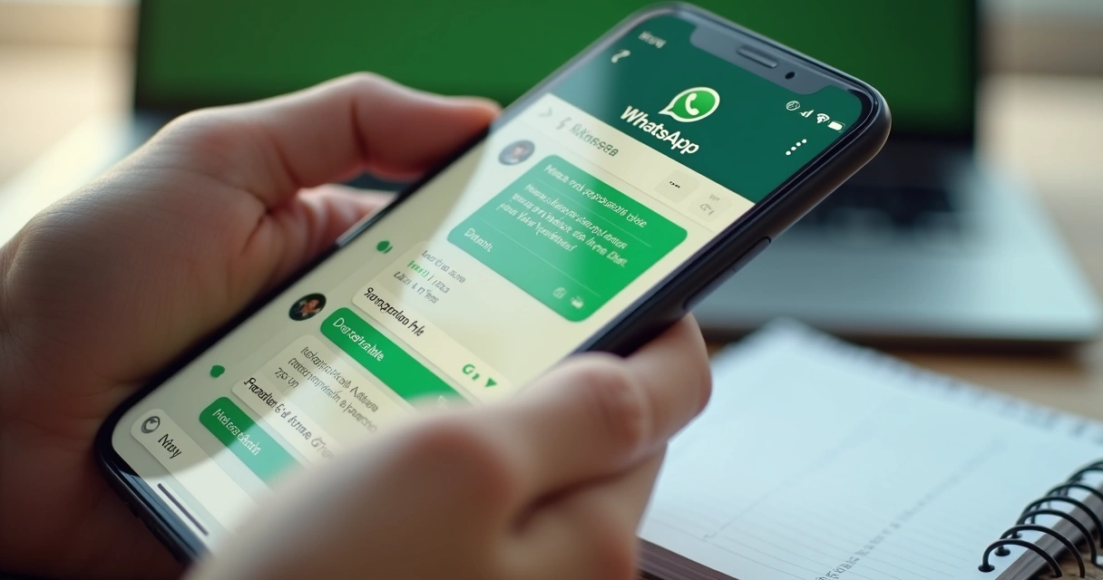 Mensagem de retorno comercial no WhatsApp em celular 