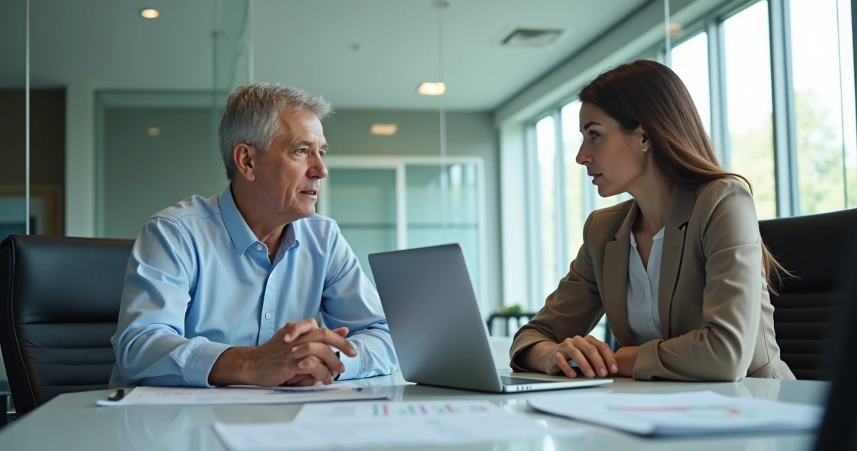 Jefa orientando con retroalimentación a empleada en oficina 