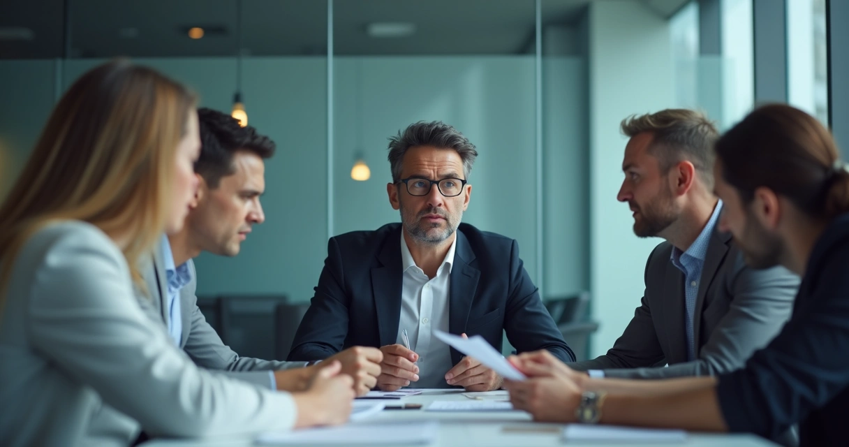 Líder incómodo recibiendo retroalimentación de su equipo 