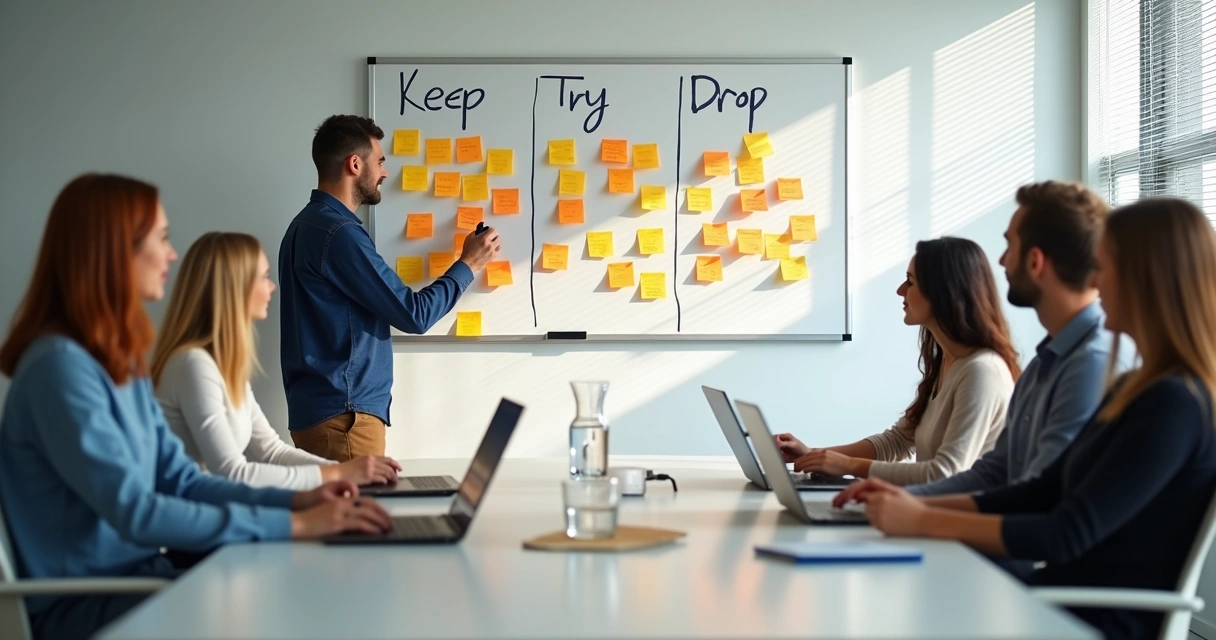 Retrospectiva com quadro branco 