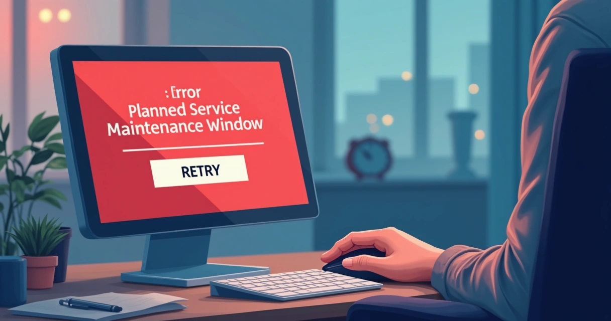 User seeing error message and retry button on contract platform during maintenance 