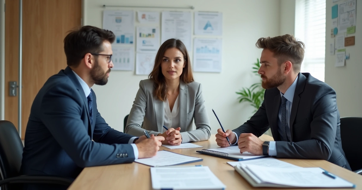 Equipe discutindo abertura e regularização de empresa em escritório
