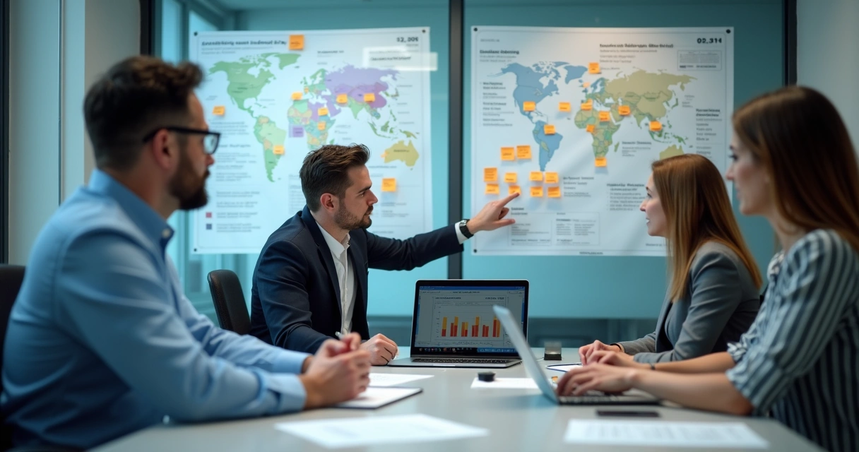 Equipe em reunião analisando contas ABM