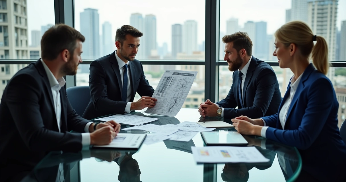 Pessoa apresentando laudo técnico em reunião 