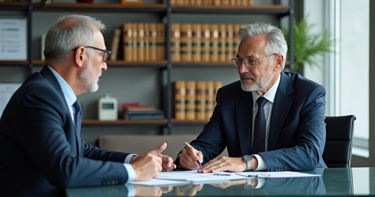 Segurado e advogado discutindo benefício previdenciário