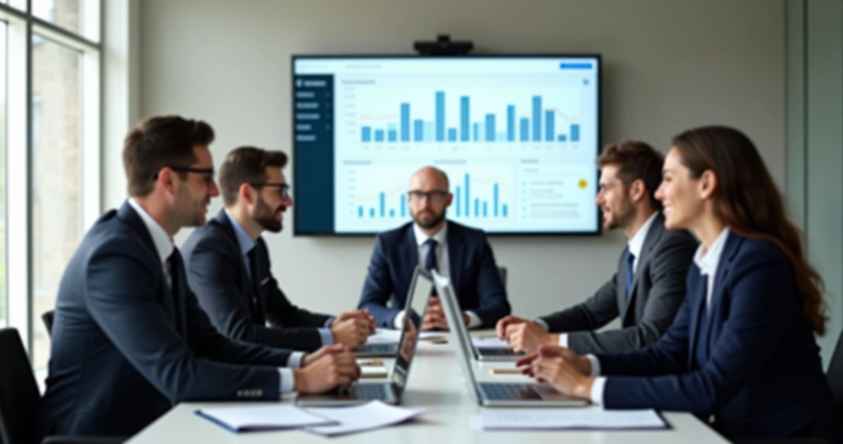 Advogados discutindo estratégias digitais em sala de reunião 
