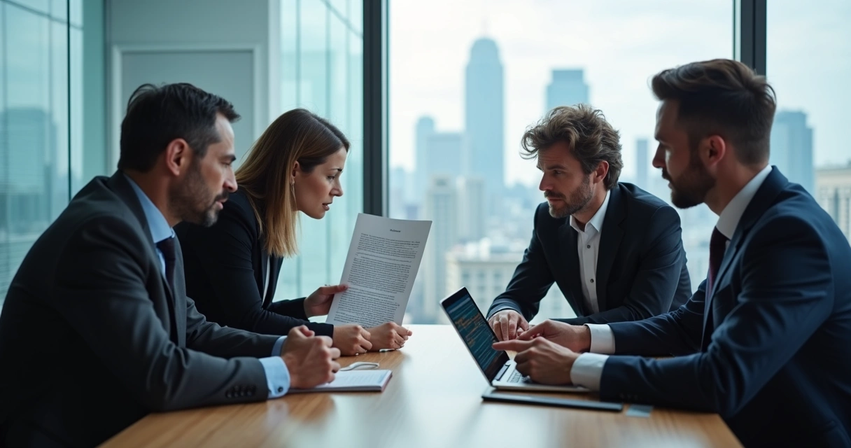 Reunião de advogados discutindo tecnologia 