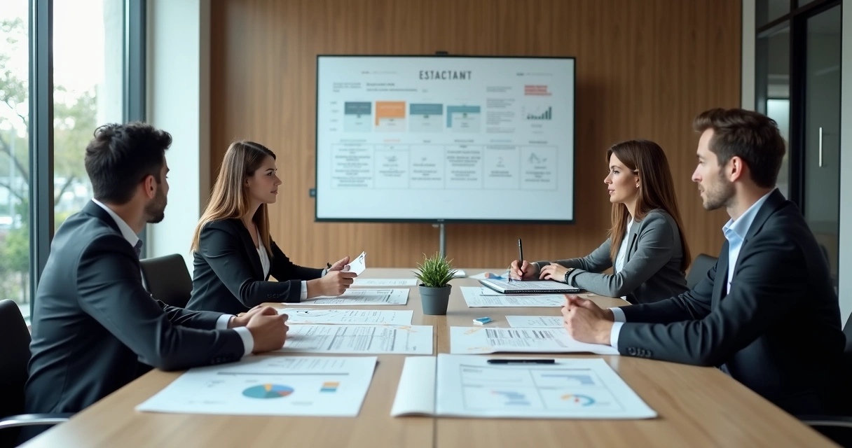 Líderes reunidos alinhando prioridades entre áreas 