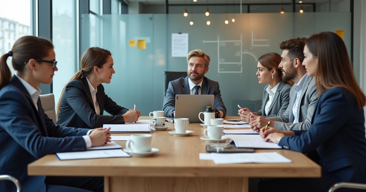 Equipe em reunião com escuta e alinhamento visual