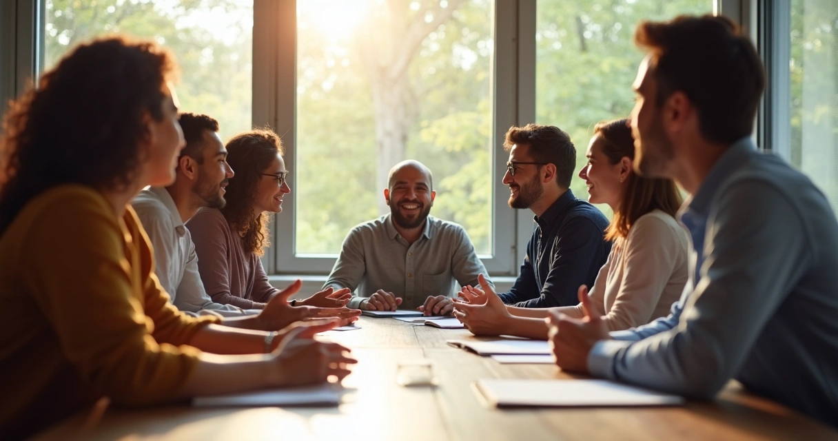 Grupo de pessoas em reunião de trabalho demonstrando respeito 