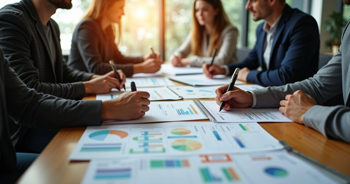 Equipe analisando edital de licitação