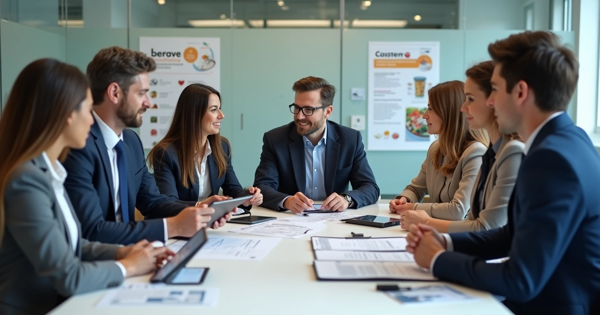 Time analisando documentos de fornecedores de alimentos 