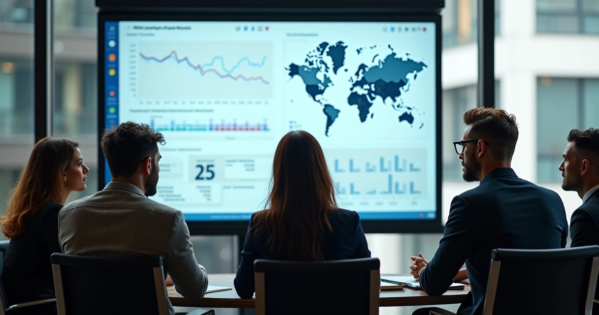 Equipe analisando perfil de leads no escritório 