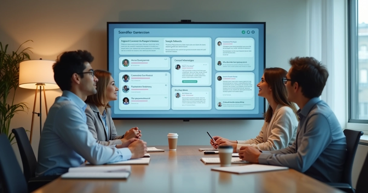 Equipe observando indicadores de reputação digital 