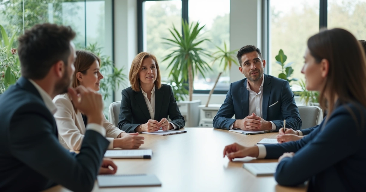 Equipe reunida em conversa de apoio no escritório 