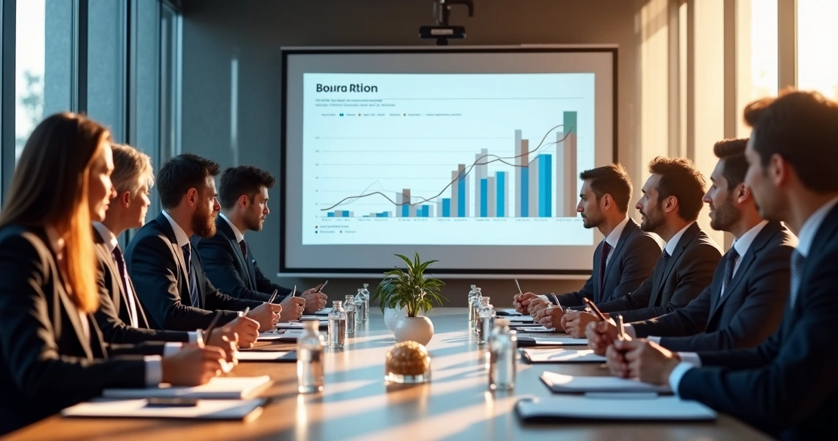 Apresentação de resultados financeiros em uma reunião de associação