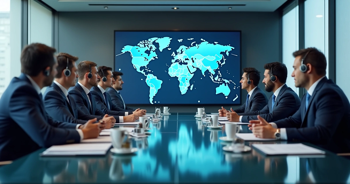 Reunião de aquisição global com equipes de países diferentes 