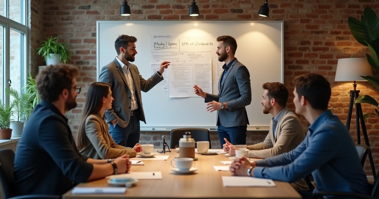 Reunião com assessoria de imprensa em pequena empresa 