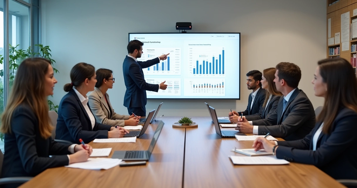 Reunião de diretoria de associação discutindo gestão de membros em mesa de conferência 