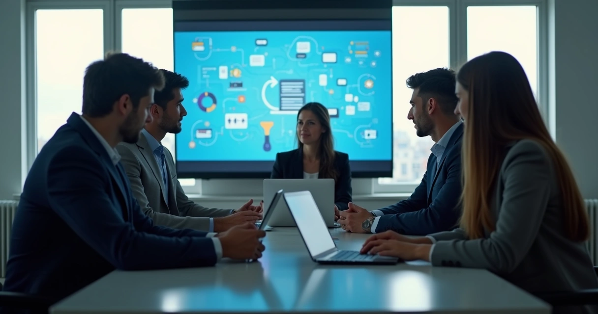 Equipe reunida discutindo automação fiscal 