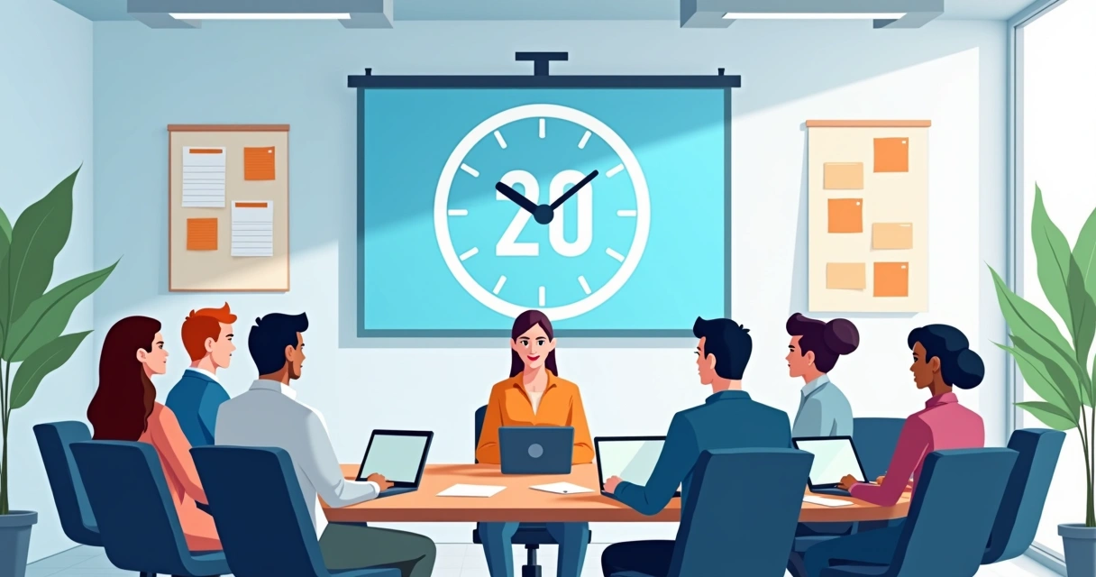 Reunião com relógio grande para controle de tempo 