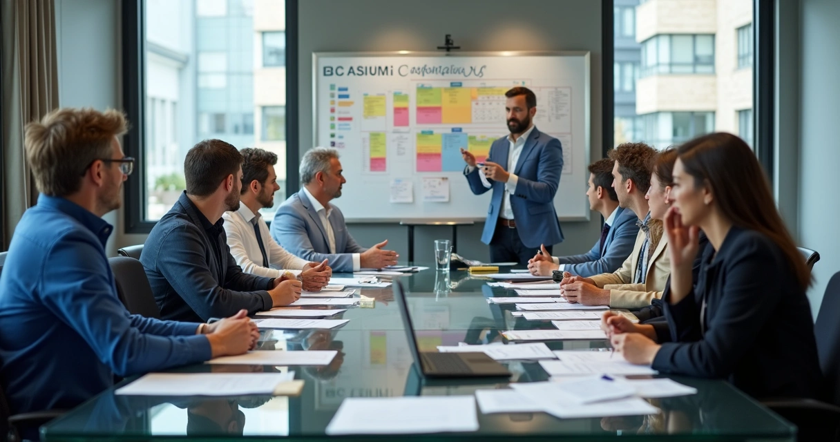 Reunião de equipe planejando estratégia de campanha política 