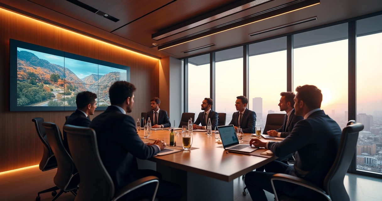 Reunião estratégica de captação de recursos para projetos imobiliários 