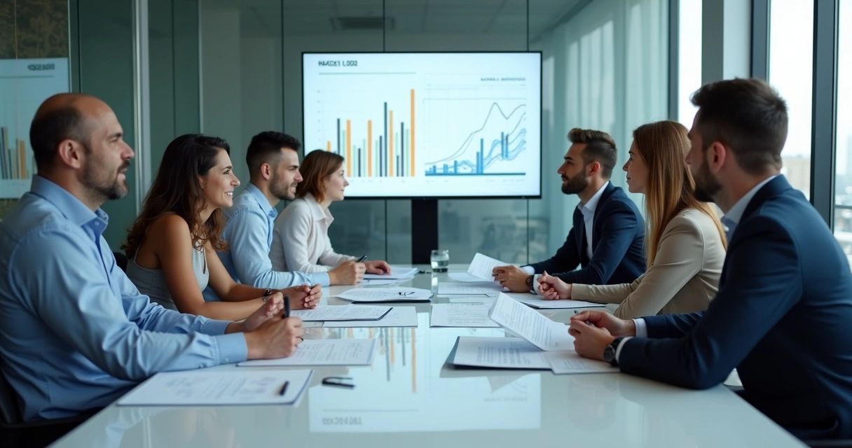 Grupo em reunião analisando relatórios e debatendo aprendizado a partir de falhas 