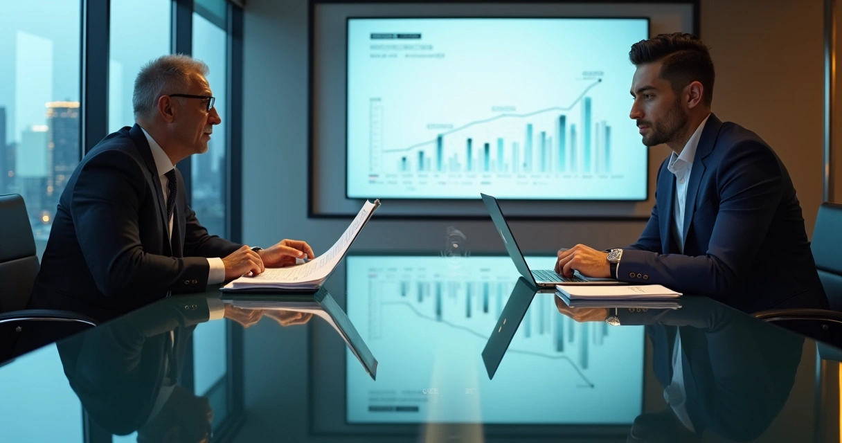 CEO em reunião rápida com fornecedor em sala de conselho 