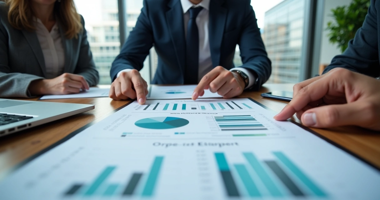 CFO analisando relatório de cobrança em reunião 