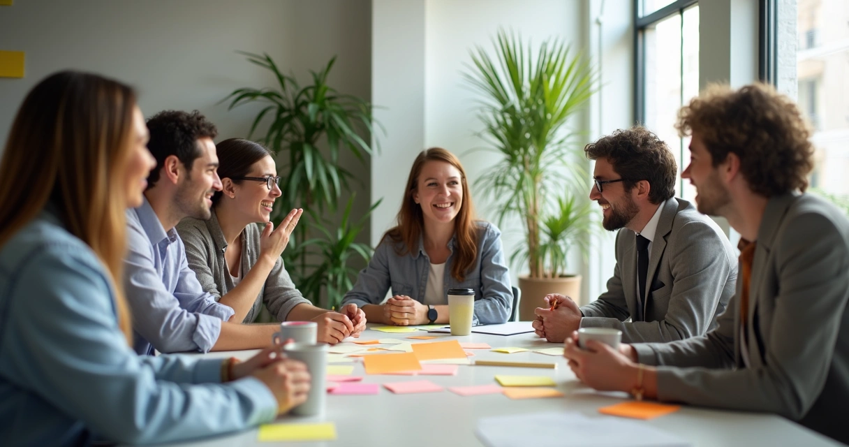 Grupo realizando check-in emocional em reunião de equipe