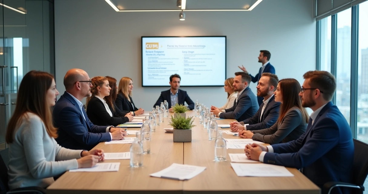 Colaboradores reunidos em sala para reunião da CIPA