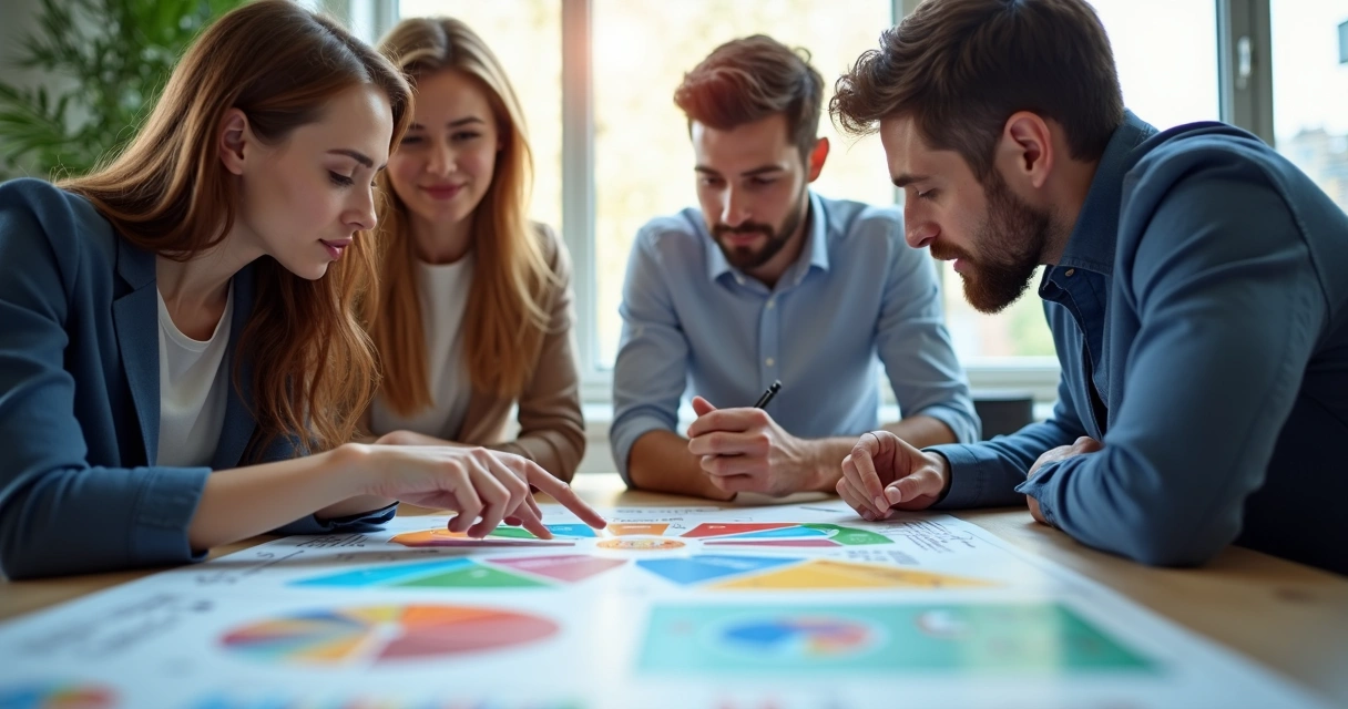 Reunião de membros analisando mapa de riscos 