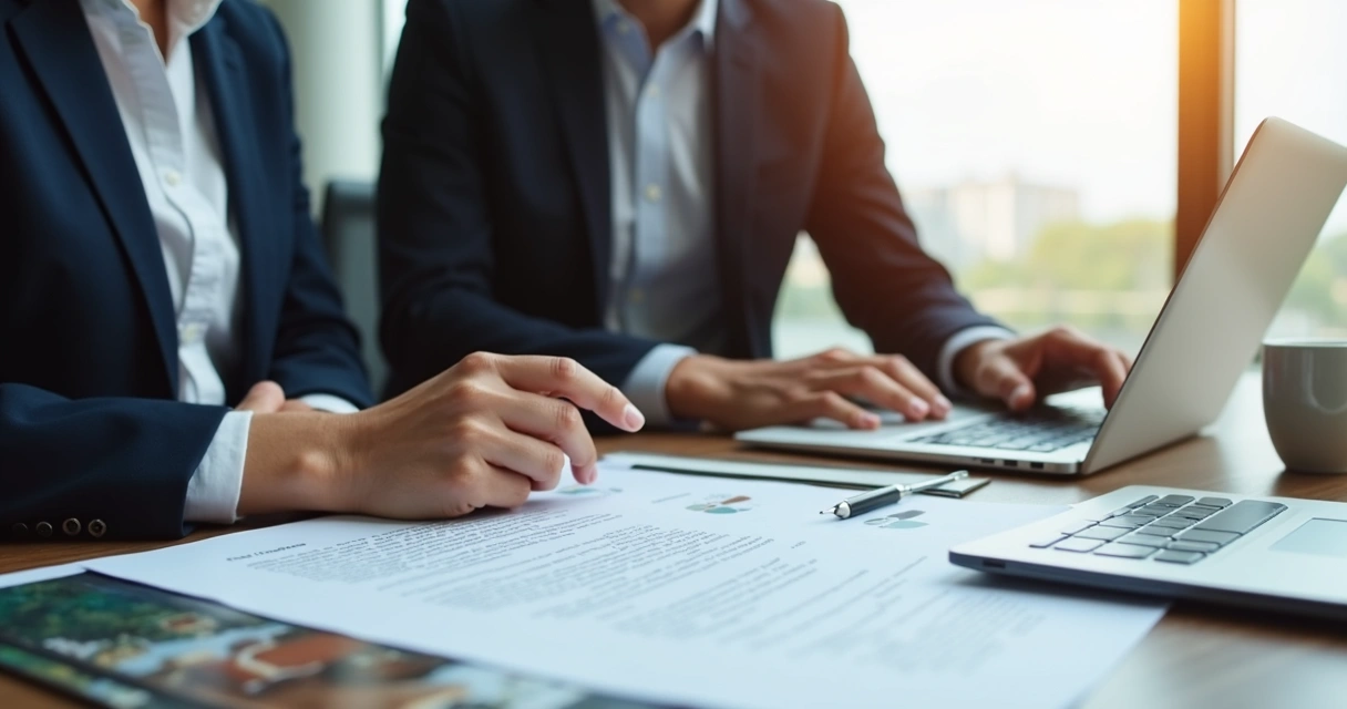 Pessoa mostrando cláusulas do contrato de locação em reunião 