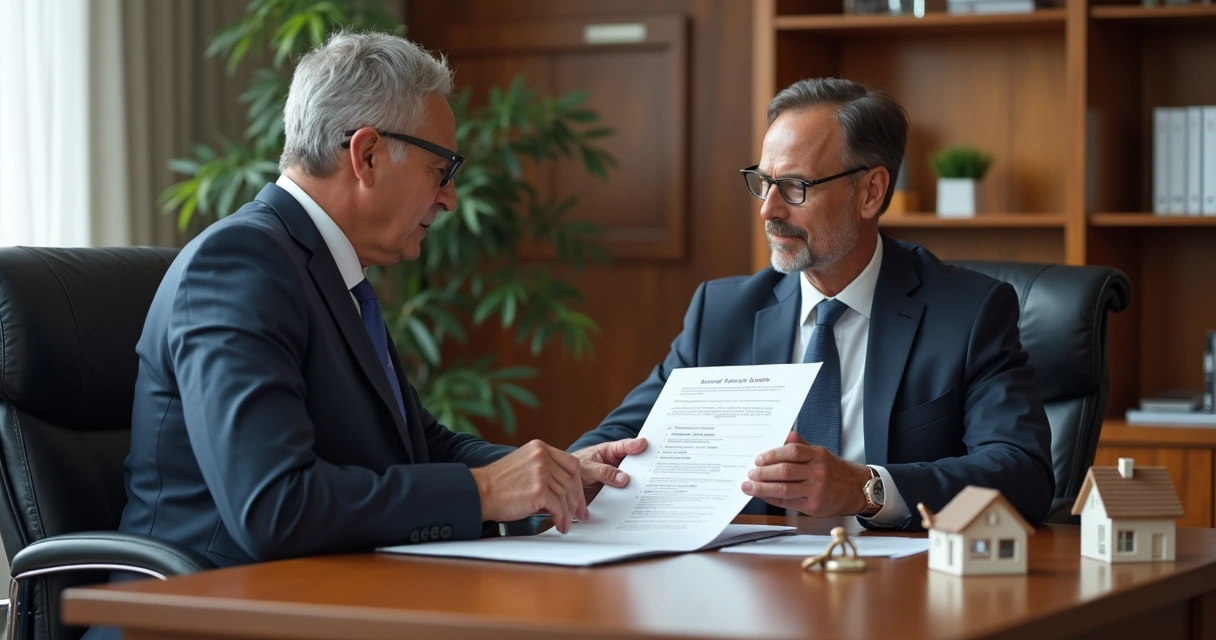Advogado orientando cliente sobre regularização de imóvel 