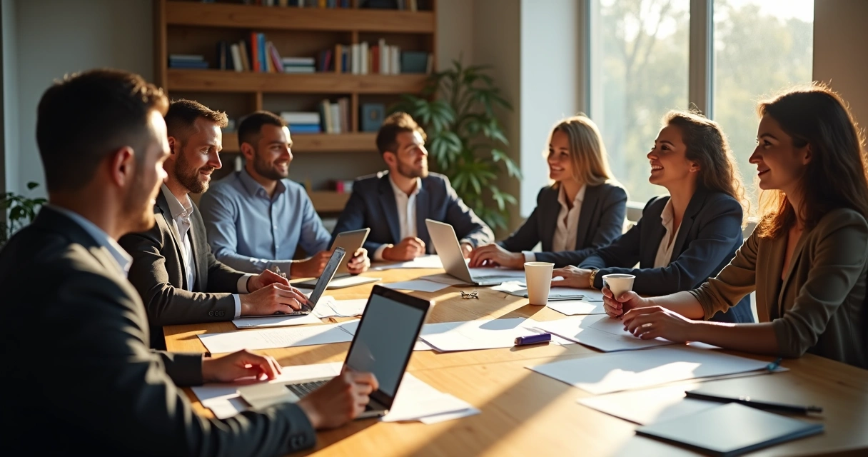Reunião de empresários em conversa de negócios