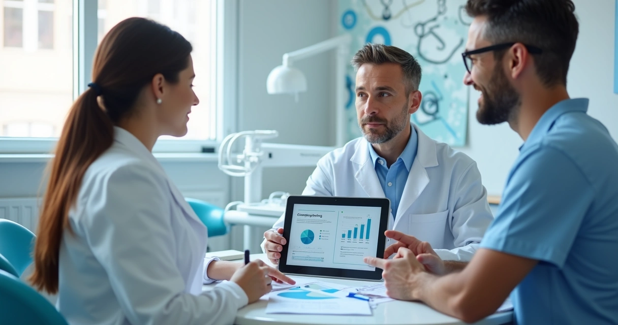 Reunião entre dentista e agência de marketing odontológico 