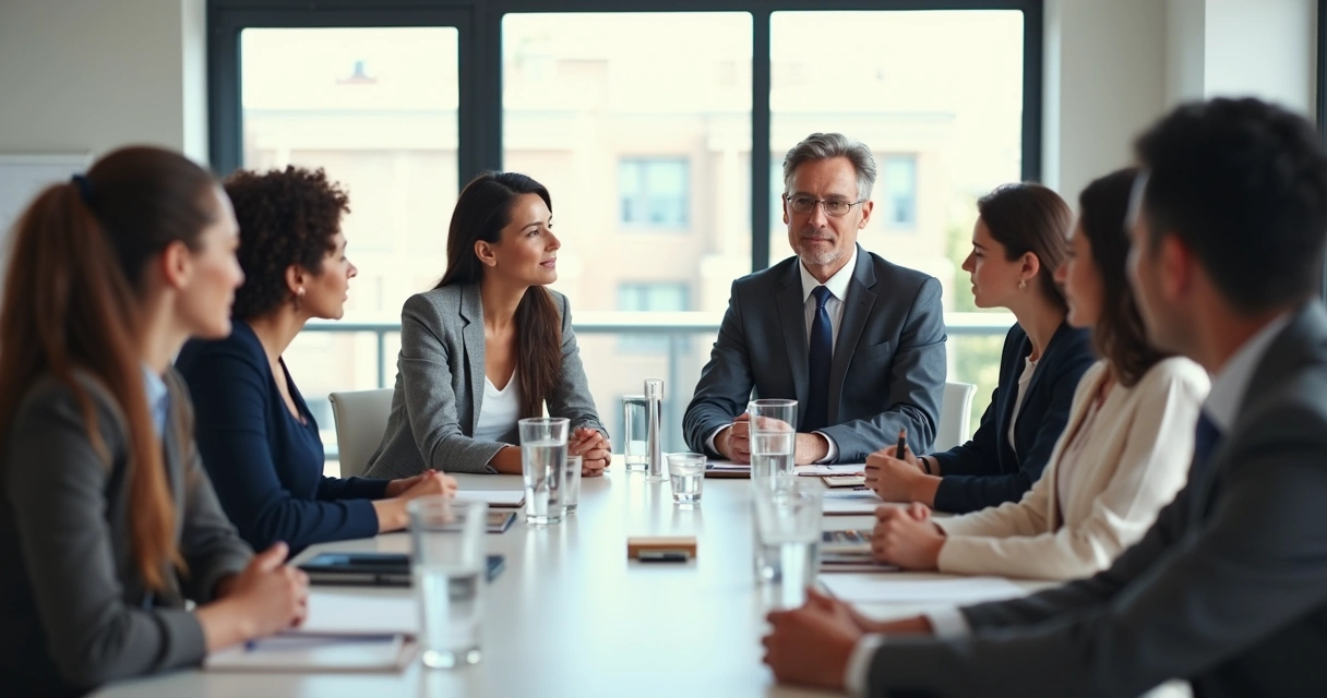 Equipe em reunião com escuta atenta
