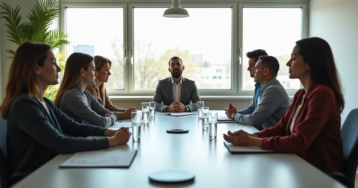 Equipe em reunião fazendo pausa curta e alongamento