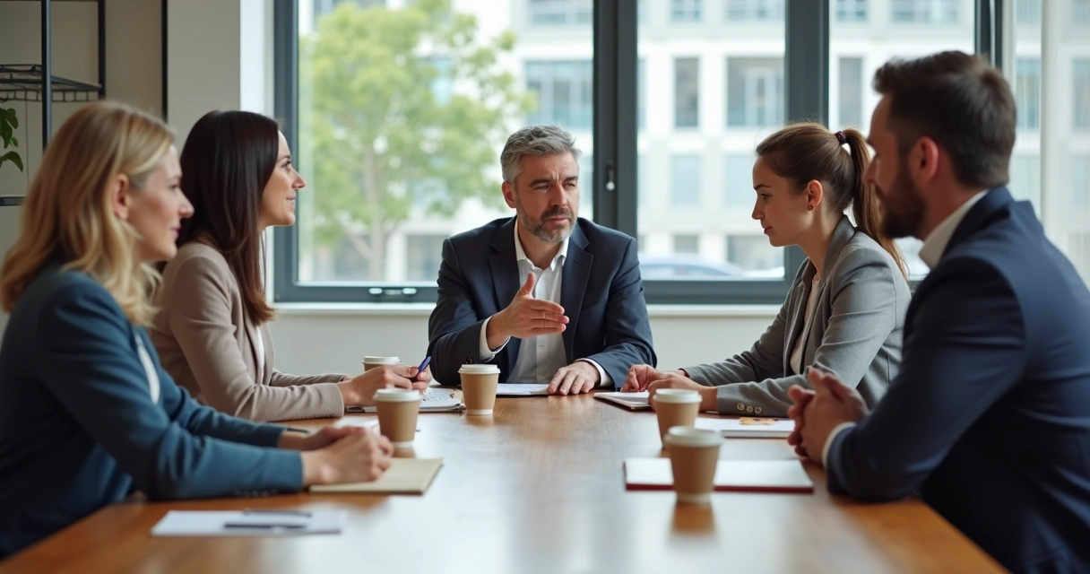 Pessoas com posturas diferentes em uma reunião 