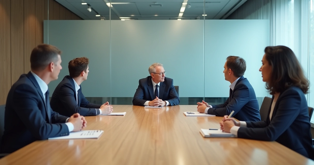 Equipe em reunião silenciosa diante de líder centralizador