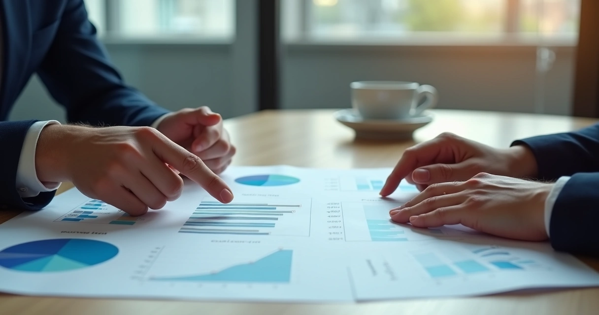 Gestor comercial oferecendo feedback objetivo para vendedor em reunião corporativa